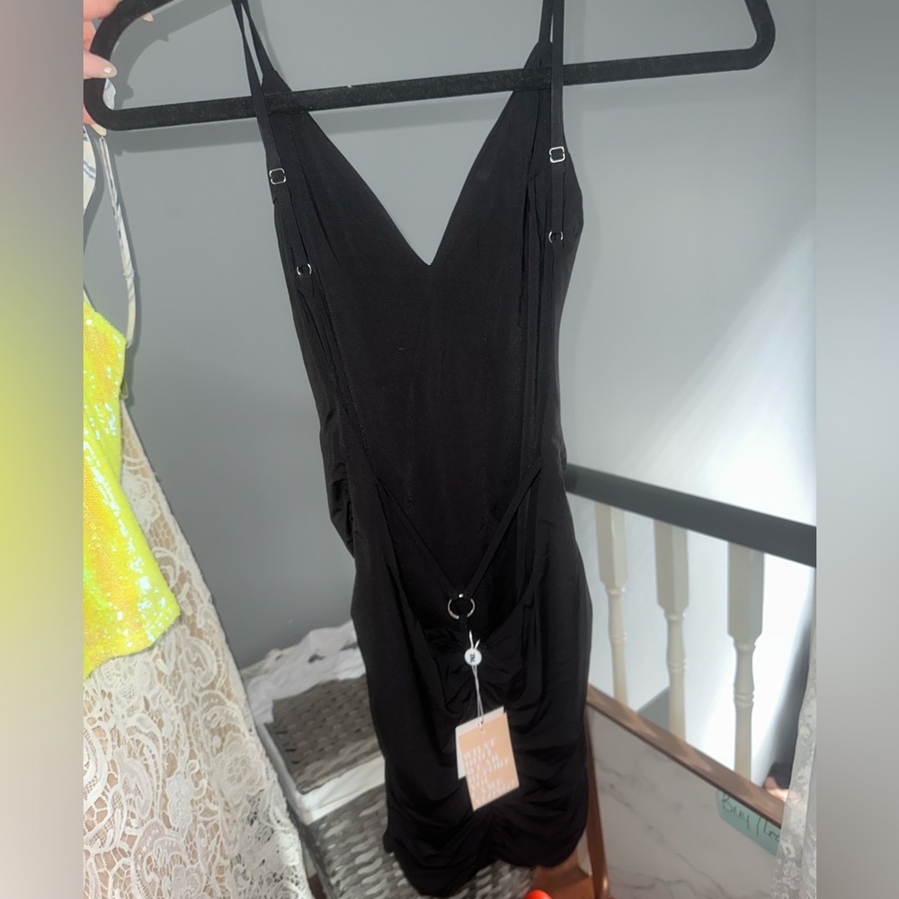 Tiger mist backless black dress